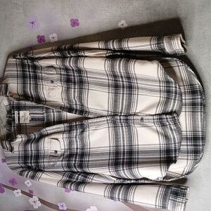 American Eagle Outfitters  plaid  Gray And White Shirt  MED